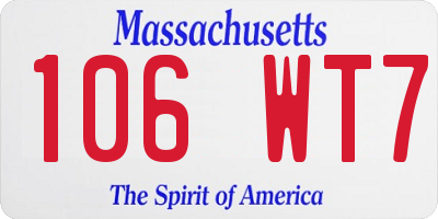MA license plate 106WT7