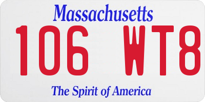 MA license plate 106WT8