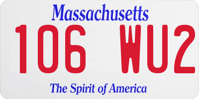 MA license plate 106WU2