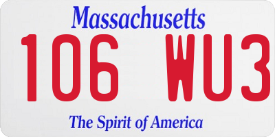 MA license plate 106WU3