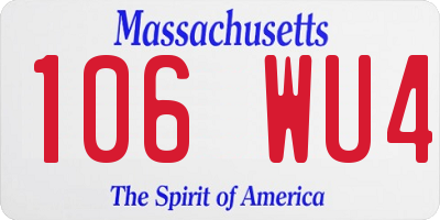 MA license plate 106WU4