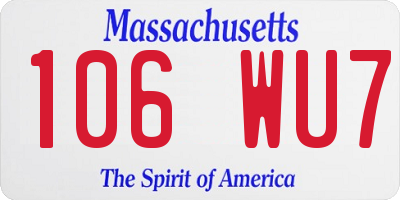 MA license plate 106WU7