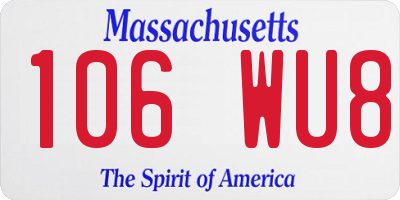 MA license plate 106WU8