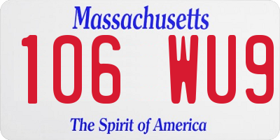 MA license plate 106WU9
