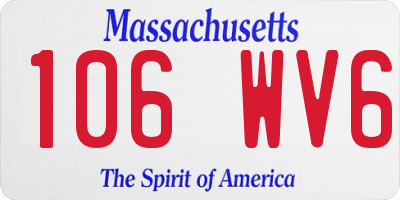 MA license plate 106WV6