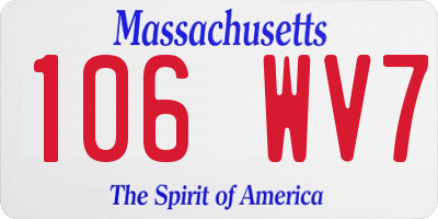 MA license plate 106WV7