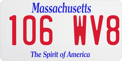MA license plate 106WV8