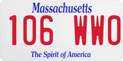 MA license plate 106WW0