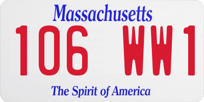 MA license plate 106WW1