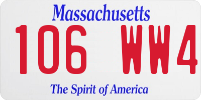 MA license plate 106WW4