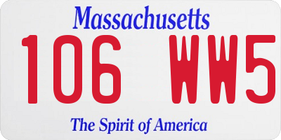 MA license plate 106WW5