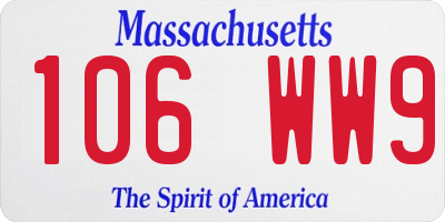MA license plate 106WW9