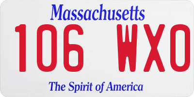 MA license plate 106WX0