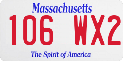 MA license plate 106WX2