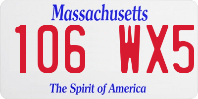 MA license plate 106WX5