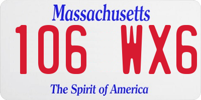 MA license plate 106WX6