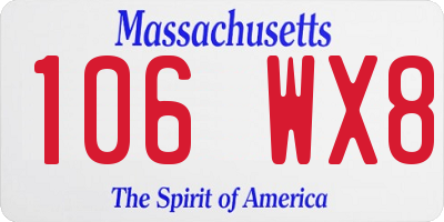 MA license plate 106WX8