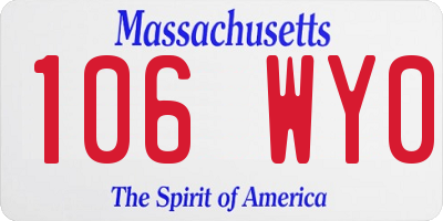 MA license plate 106WY0