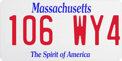 MA license plate 106WY4