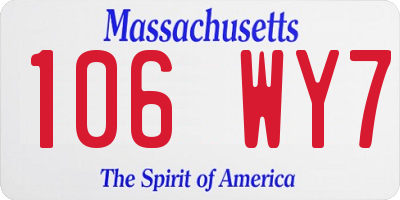 MA license plate 106WY7