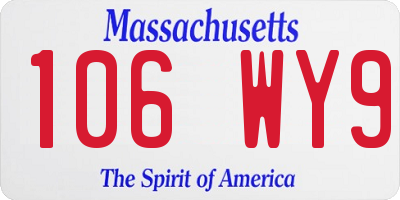 MA license plate 106WY9