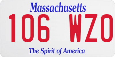 MA license plate 106WZ0