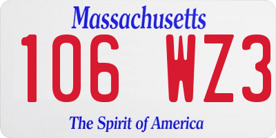 MA license plate 106WZ3