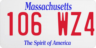 MA license plate 106WZ4