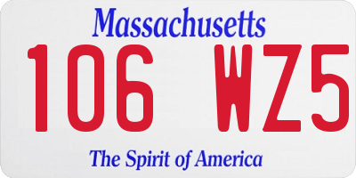 MA license plate 106WZ5