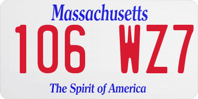 MA license plate 106WZ7