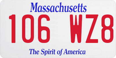 MA license plate 106WZ8