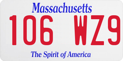 MA license plate 106WZ9
