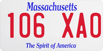 MA license plate 106XA0