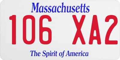 MA license plate 106XA2