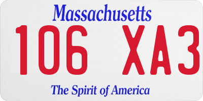 MA license plate 106XA3