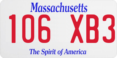 MA license plate 106XB3