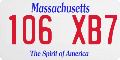 MA license plate 106XB7