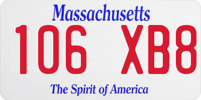 MA license plate 106XB8