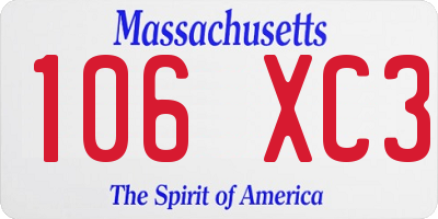 MA license plate 106XC3