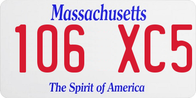 MA license plate 106XC5