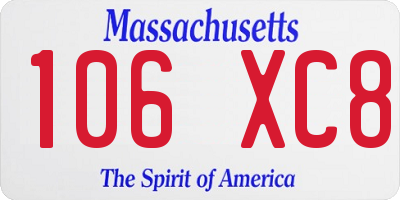 MA license plate 106XC8
