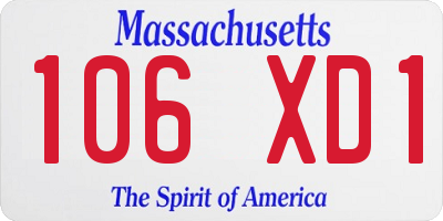 MA license plate 106XD1