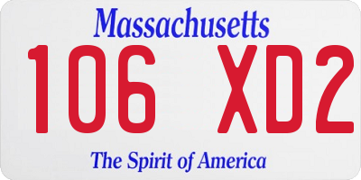 MA license plate 106XD2