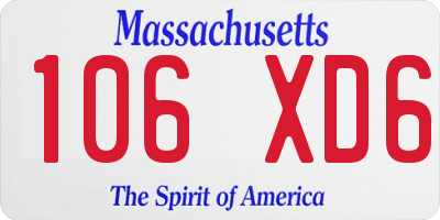 MA license plate 106XD6