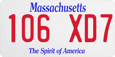 MA license plate 106XD7