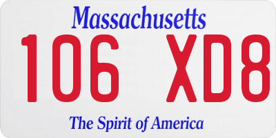MA license plate 106XD8