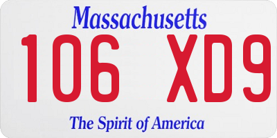MA license plate 106XD9