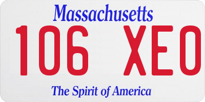 MA license plate 106XE0