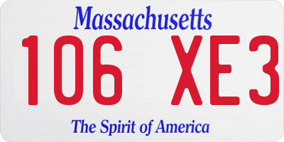 MA license plate 106XE3