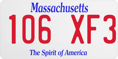 MA license plate 106XF3